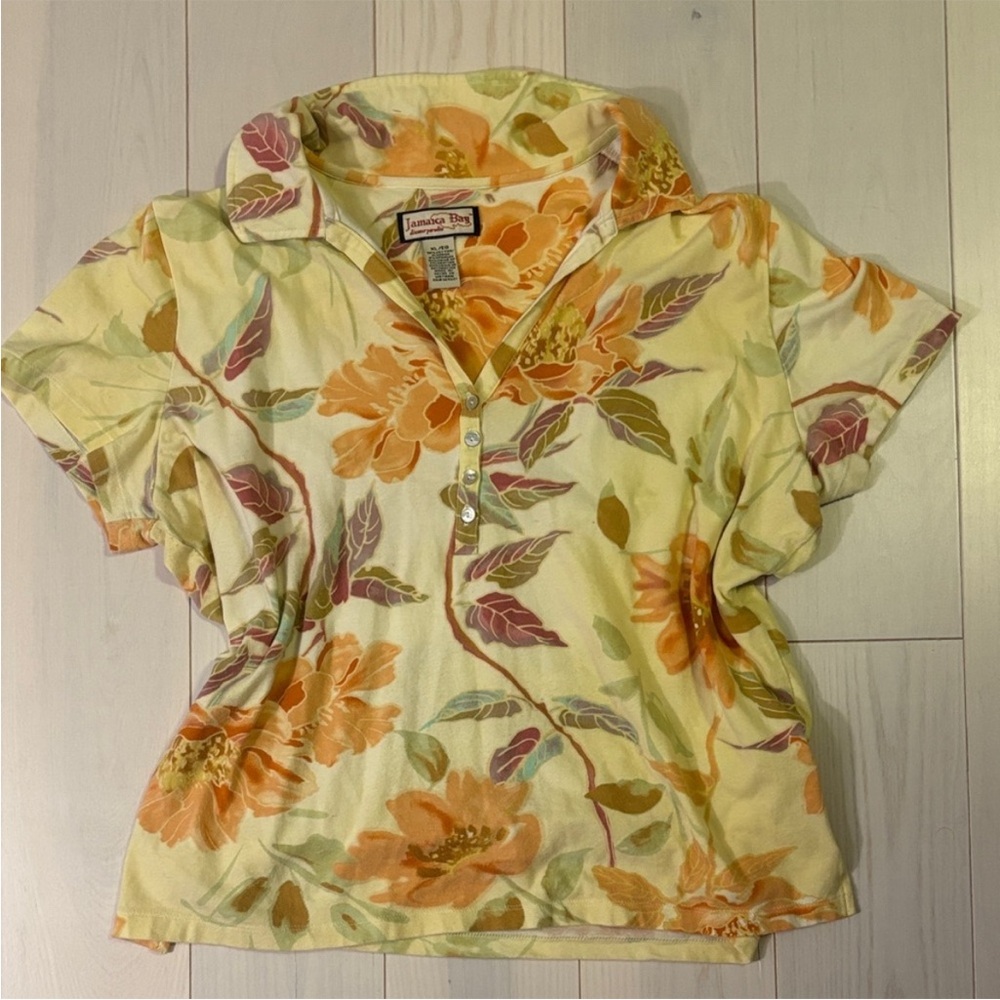 Jamaica Bay Tropical Floral Top Size XL
